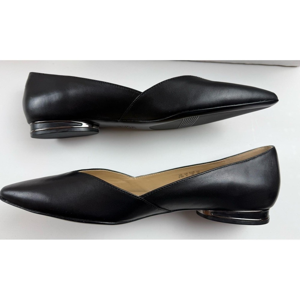 Naturalizer-Women's Black Leather Havana Pointed Toe Ballet Flat Shoe Size-8.5M